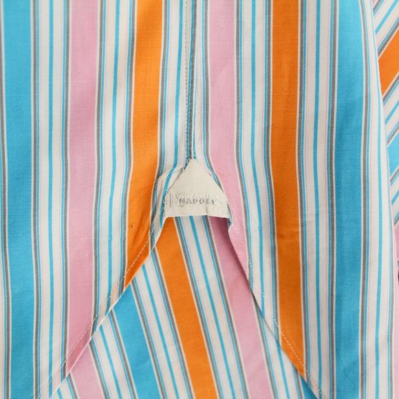 ISAIA Napoli Men's Shirt Multicolor Cotton Striped Long Sleeve Button Front L - Picture 8 of 16